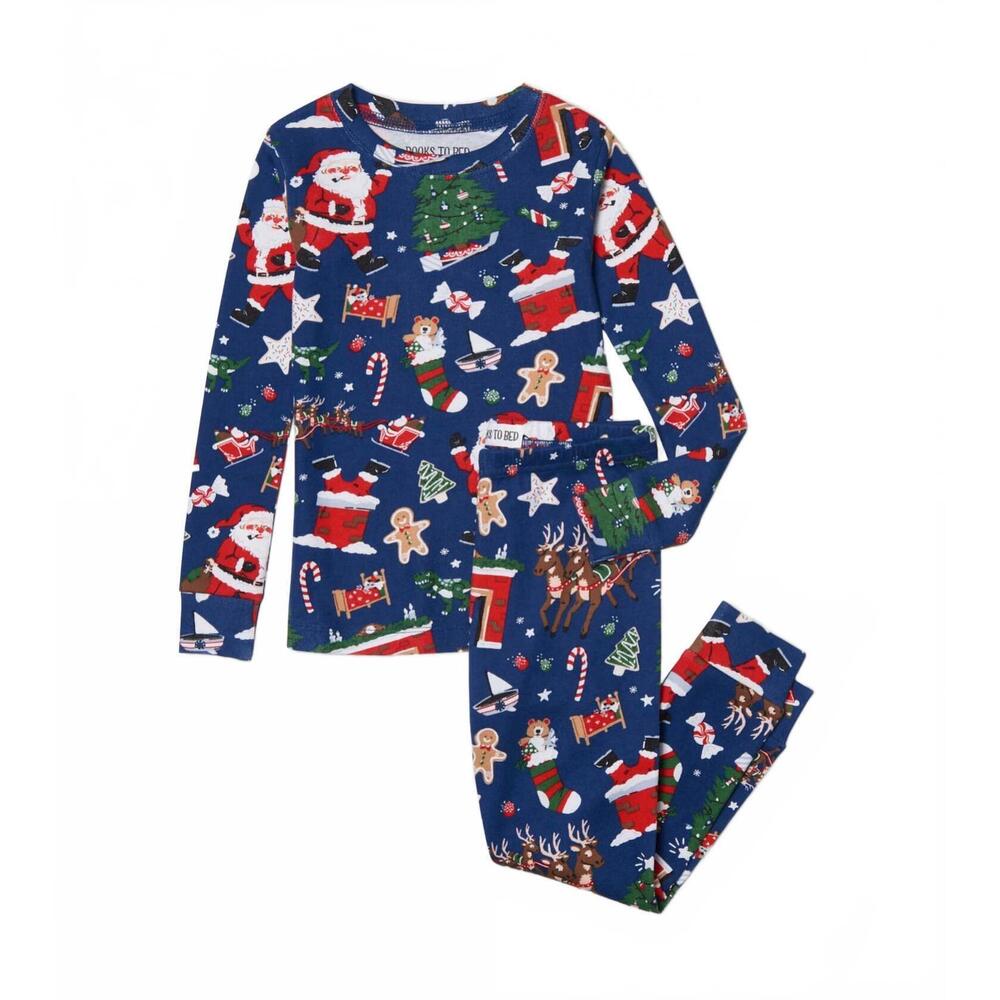 NEW BOOKS TO BED kids the night before christmas pajama set in blue